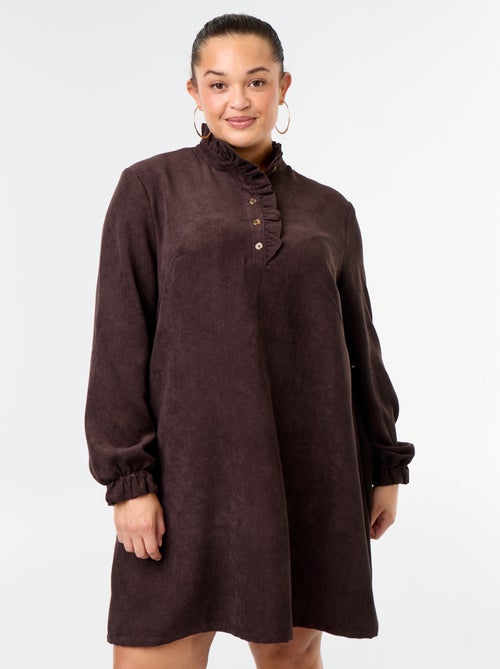 Vestido curto de veludo canelado - Kiabi