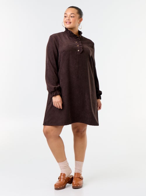 Vestido curto de veludo canelado - Kiabi