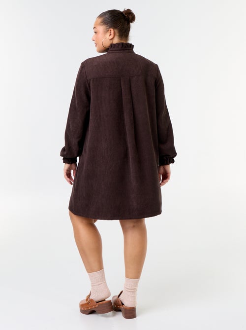 Vestido curto de veludo canelado - Kiabi