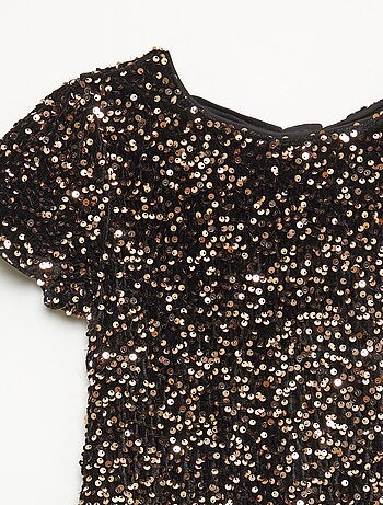 Vestido curto de veludo com lantejoulas
