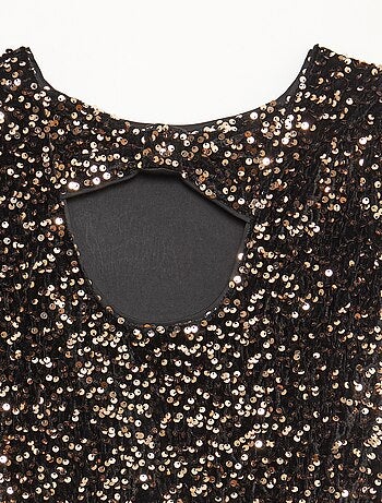Vestido curto de veludo com lantejoulas