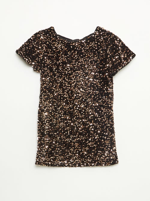 Vestido curto de veludo com lantejoulas - Kiabi