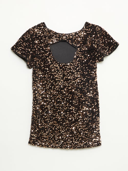 Vestido curto de veludo com lantejoulas - Kiabi