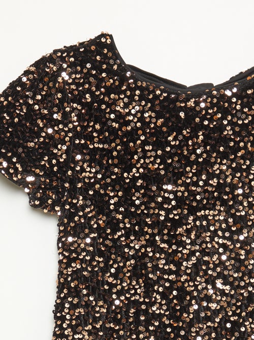 Vestido curto de veludo com lantejoulas - Kiabi