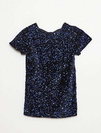 Vestido curto de veludo com lantejoulas