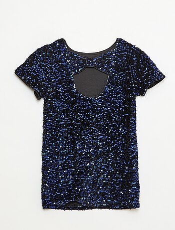 Vestido curto de veludo com lantejoulas