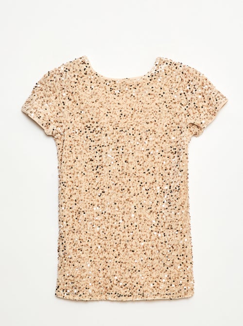 Vestido curto de veludo com lantejoulas - Kiabi