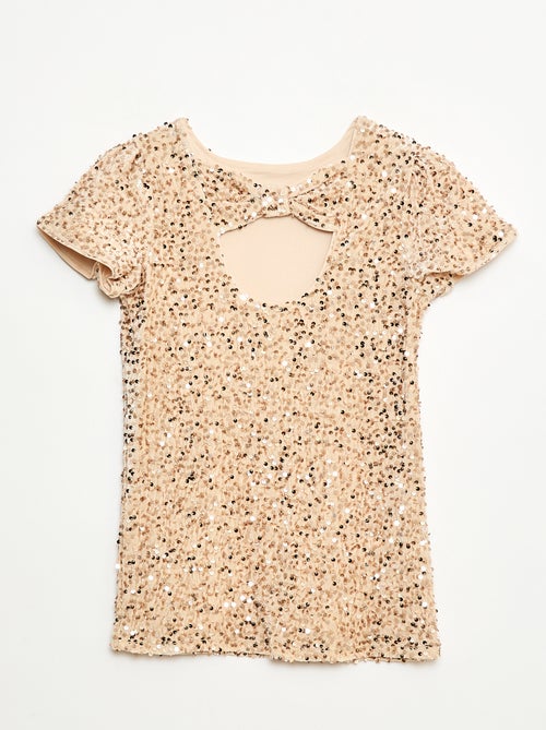 Vestido curto de veludo com lantejoulas - Kiabi