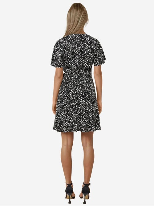 Vestido curto de viscose com decote em v e estampado floral ditsy hiccup - Kiabi Vestido curto de viscose com decote em v e estampado floral ditsy hiccup - Kiabi