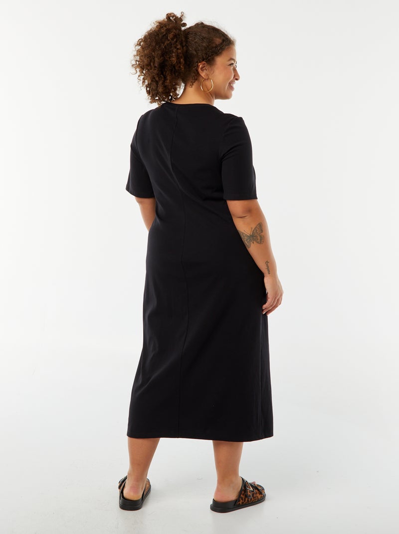 Vestido curto drapeado liso midi Preto - Kiabi
