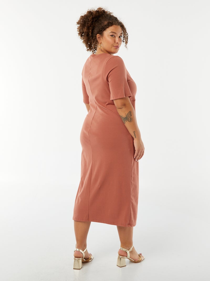 Vestido curto drapeado liso midi ROSA - Kiabi
