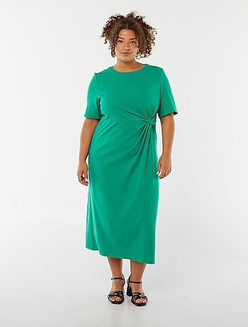Vestido curto drapeado liso midi