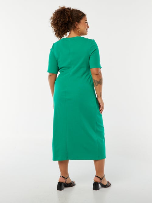 Vestido curto drapeado liso midi - Kiabi