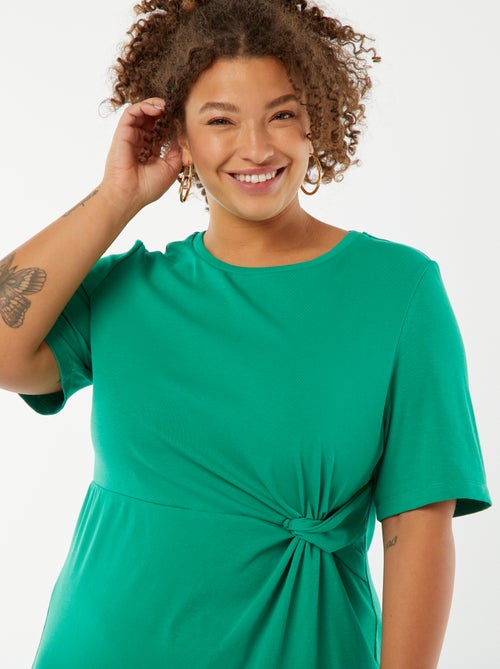 Vestido curto drapeado liso midi - Kiabi