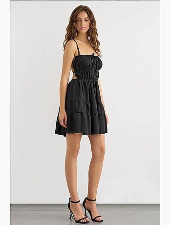 Vestido curto em algodão com atilhos hiccup