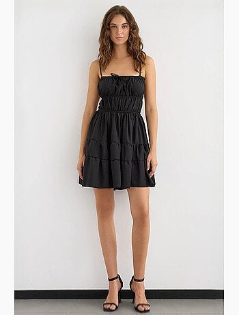Vestido curto em algodão com atilhos hiccup