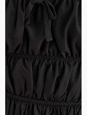 Vestido curto em algodão com atilhos hiccup