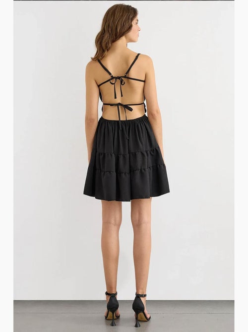 Vestido curto em algodão com atilhos hiccup - Kiabi Vestido curto em algodão com atilhos hiccup - Kiabi