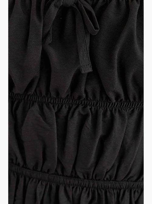 Vestido curto em algodão com atilhos hiccup - Kiabi Vestido curto em algodão com atilhos hiccup - Kiabi