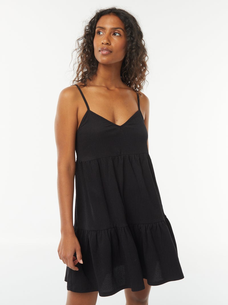 Vestido curto em camadas com alças Preto - Kiabi