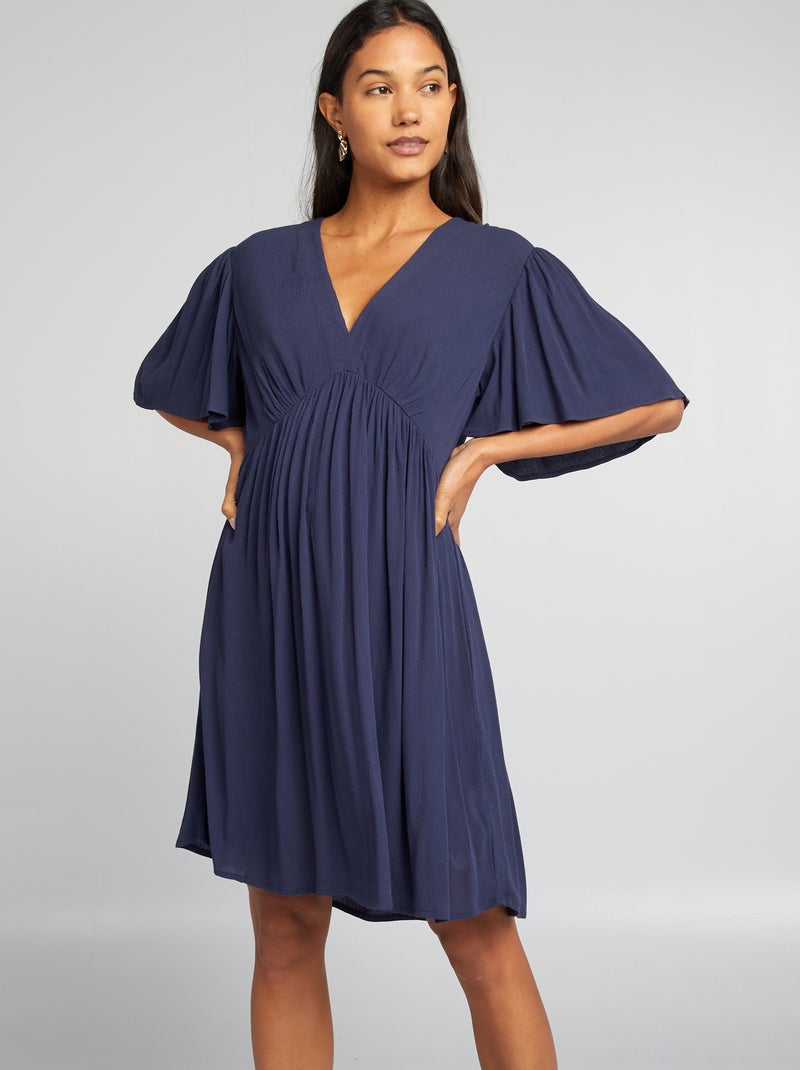 Vestido curto em crepe PRETO - Kiabi