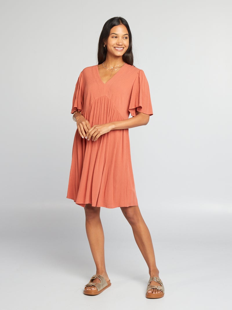 Vestido curto em crepe ROXO - Kiabi