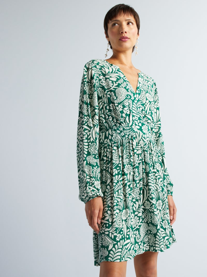Vestido curto em crepe VERDE - Kiabi