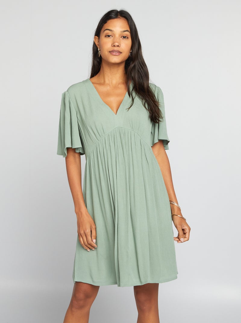 Vestido curto em crepe VERDE - Kiabi