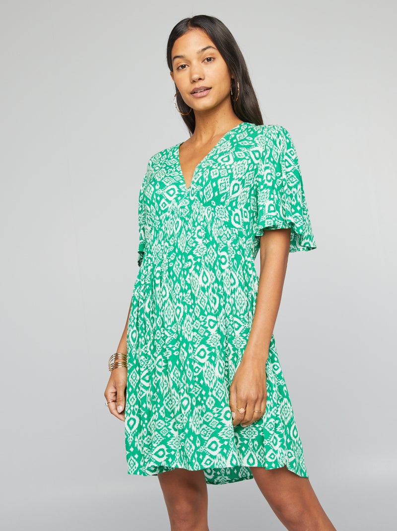 Vestido curto em crepe VERDE - Kiabi