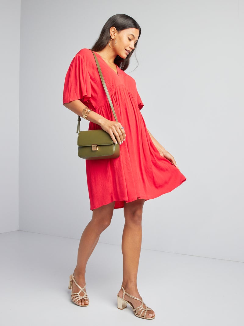 Vestido curto em crepe VERMELHO - Kiabi
