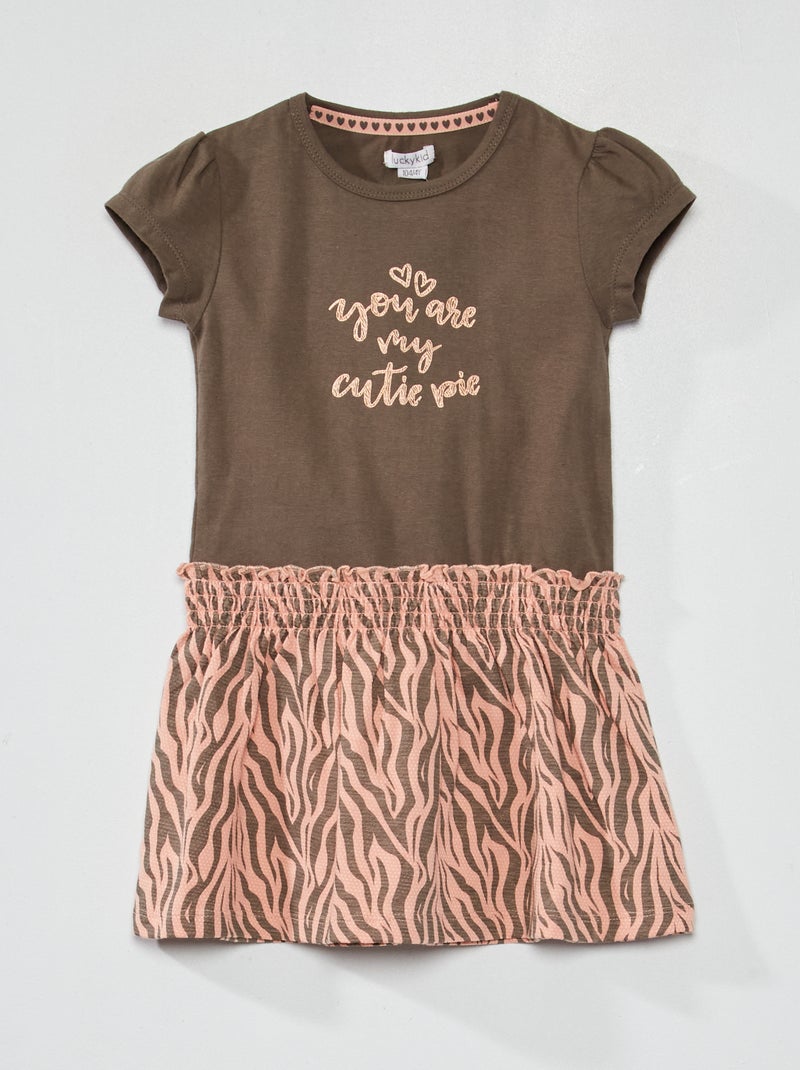 Vestido curto em jersey Rosa/ Cinza - Kiabi