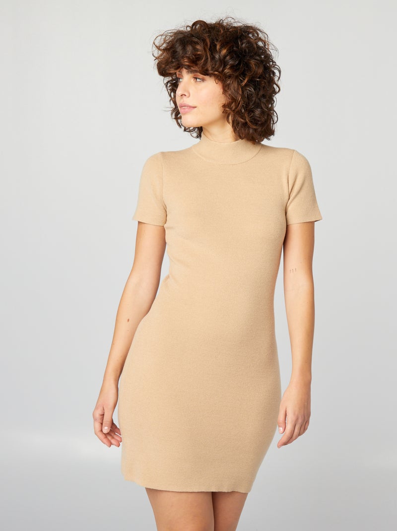 Vestido curto em malha BEGE - Kiabi