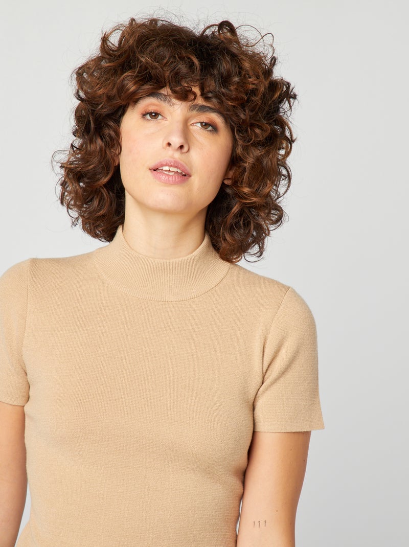 Vestido curto em malha BEGE - Kiabi