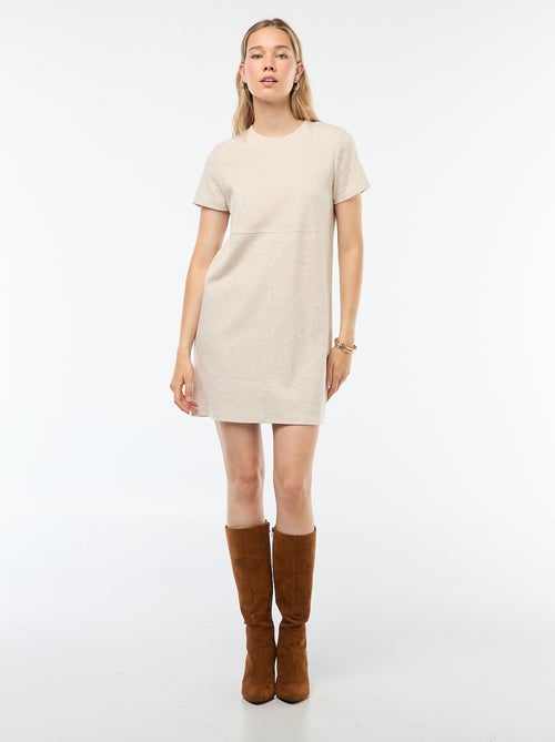 Vestido curto em malha macia canelada - Kiabi