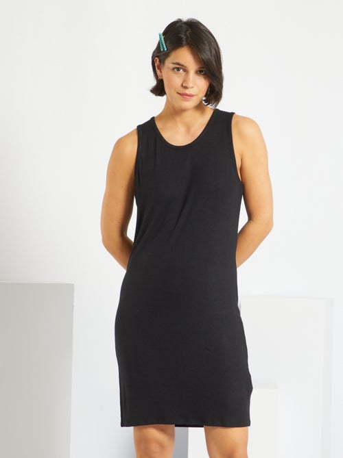Vestido curto em malha nervurada - Kiabi