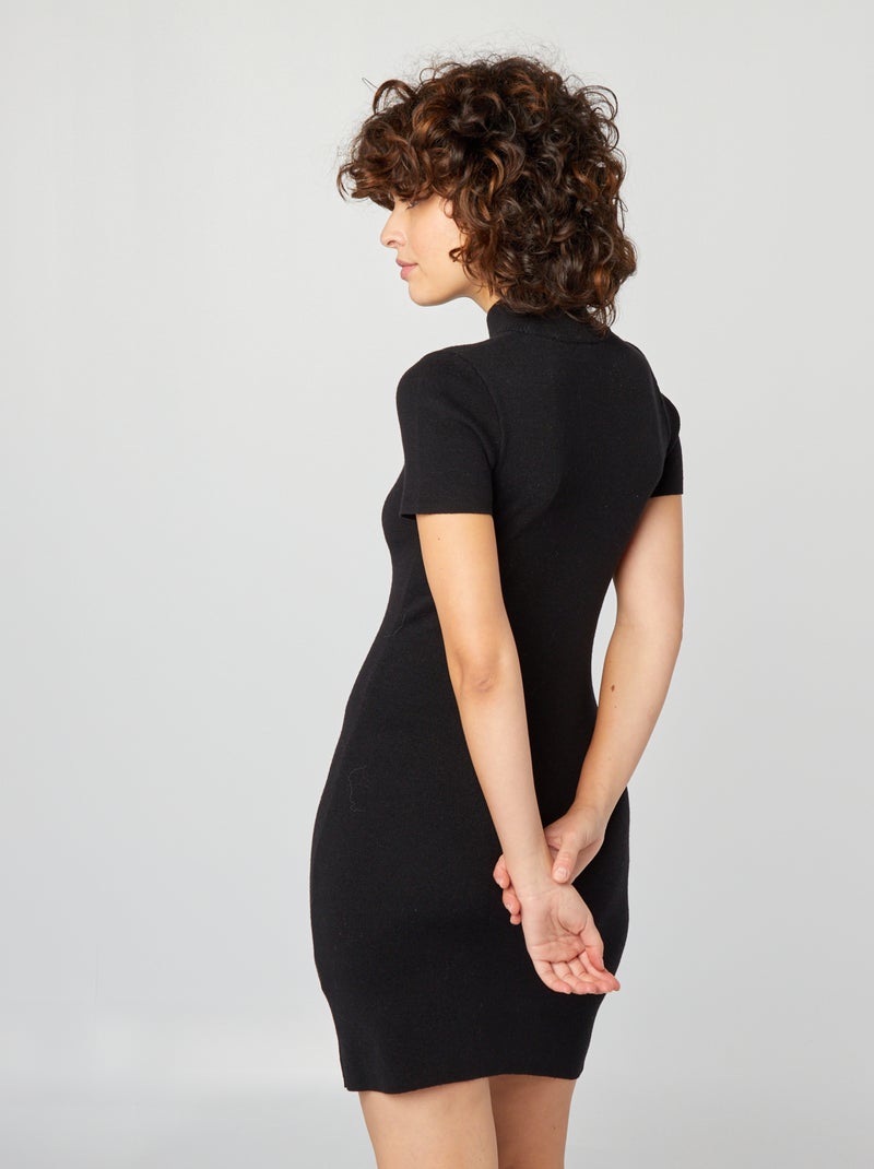 Vestido curto em malha Preto - Kiabi