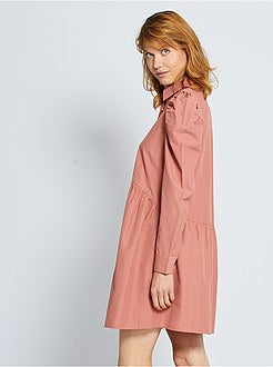 Vestido curto em popelina - Kiabi