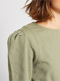 Vestido curto em sarja - Kiabi