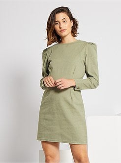 Vestido curto em sarja - Kiabi