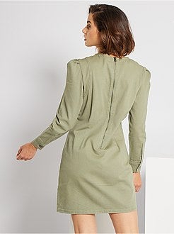 Vestido curto em sarja - Kiabi