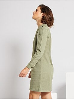 Vestido curto em sarja - Kiabi