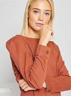 Vestido curto em sarja - Kiabi