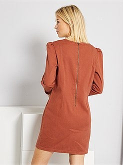 Vestido curto em sarja - Kiabi