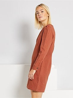 Vestido curto em sarja - Kiabi