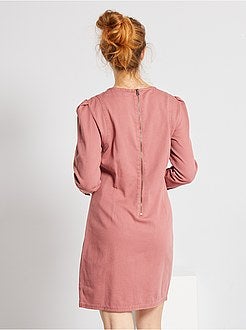 Vestido curto em sarja - Kiabi