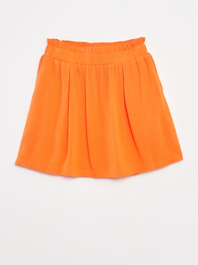 Vestido curto em tecido crepe Laranja - Kiabi