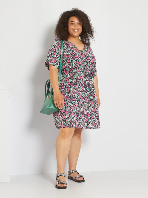 Vestido curto estampado - Kiabi