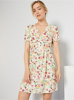 Vestido curto estampado - Kiabi