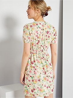 Vestido curto estampado - Kiabi