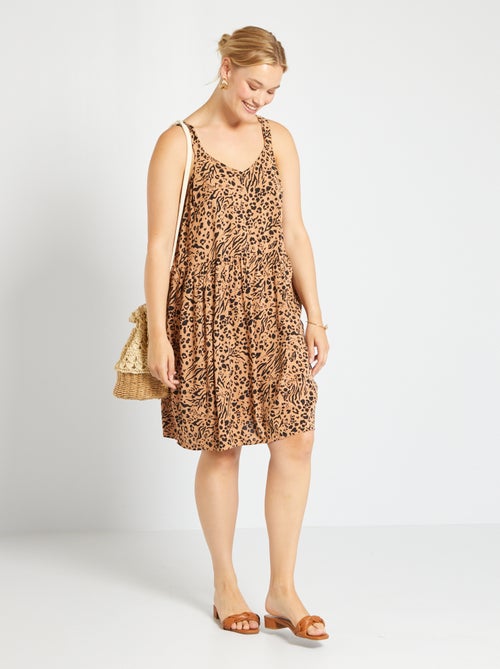 Vestido curto estampado - Kiabi